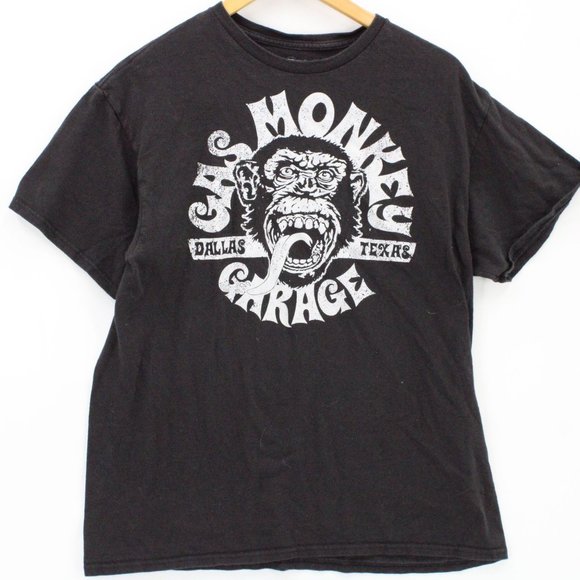 Vintage Gas Monkey Garage Shirt Mens Black Short Sleeve Big Logo Graphic Large L - Picture 1 of 9